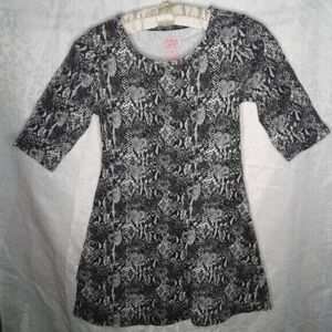 Faded Glory Girls Mini Dress Black White Snakeskin Cotton Size L 10/12